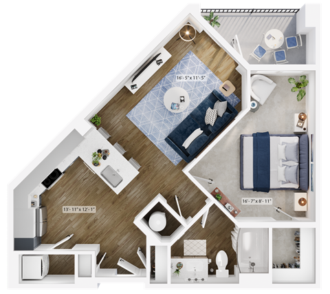 a floor plan of a room with a bedroom and a living room